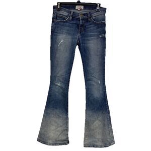 CURRENT ELLIOTT Slim 1970s Low Rise Bell Flare Jeans Homested Destroy 25x32 New